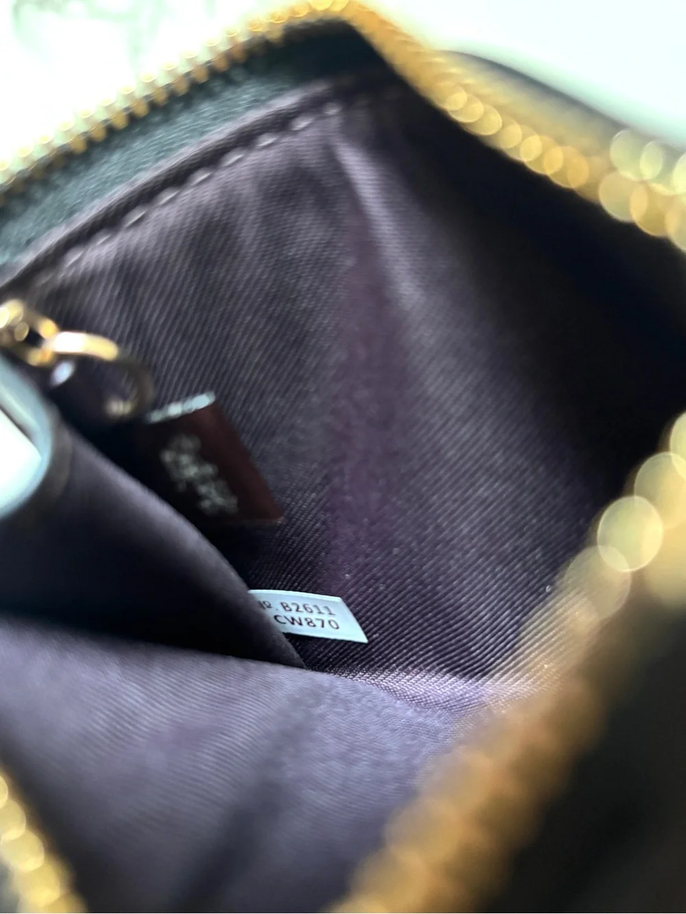 Coach Skinny Mini Id Card Case Keychain Wallet Walnut Black